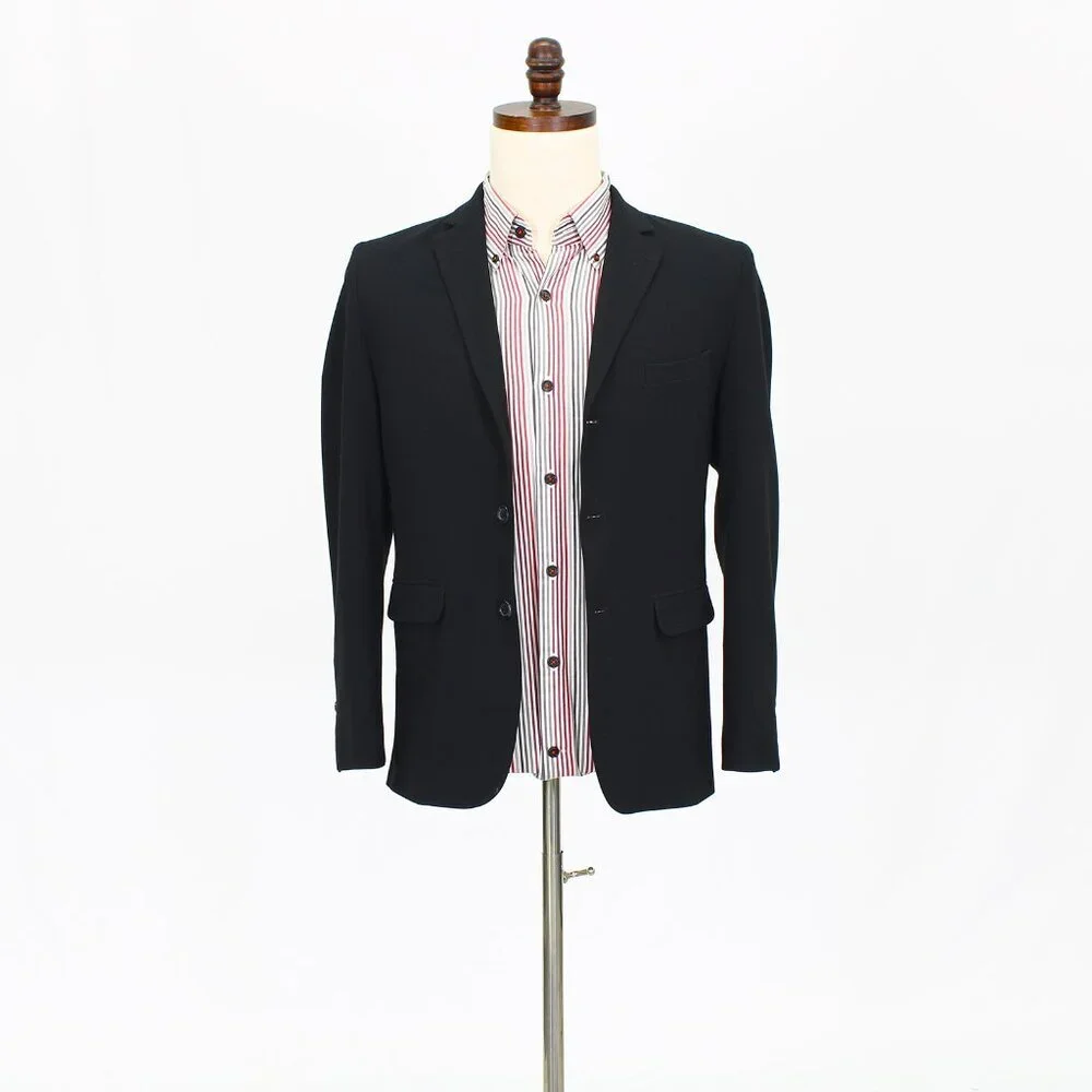 Calvin Klein 34R Black Solid 3-Button Sport Coat Blazer Jacket P476